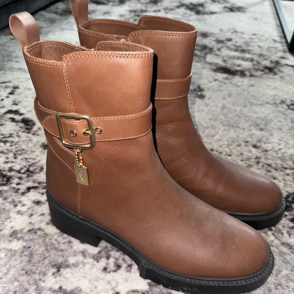 BRAND NEW! - COACH Women's Lacey Buckled Booties (Brown)